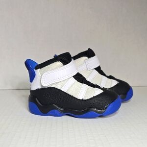 Kids Jordan 6 Rings Game Royal Sneakers 323420-142 Velcro Closure Size 4C